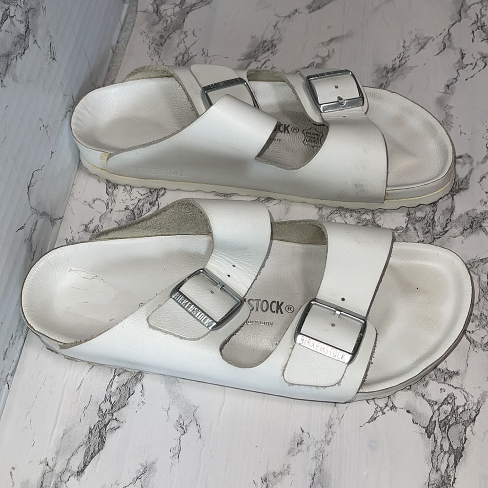 BIRKENSTOCK MONTEREY EXQUISITE WHITE ON WHITE LEATHER SIZE 40 9.5/10 US SIZE - Picture 4 of 9